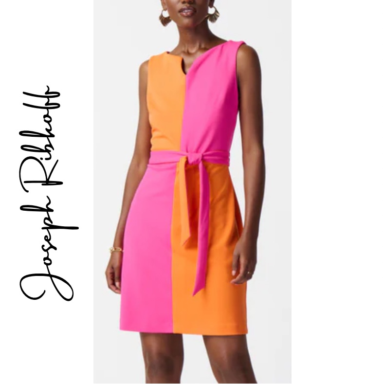 Joseph Ribkoff Scuba Crepe Color-Block Dress Nwt